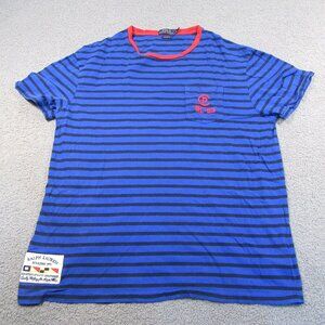 Polo Ralph Lauren Men's T-Shirt Large Blue Striped Navy Reserve RL-93 Pocket Tee